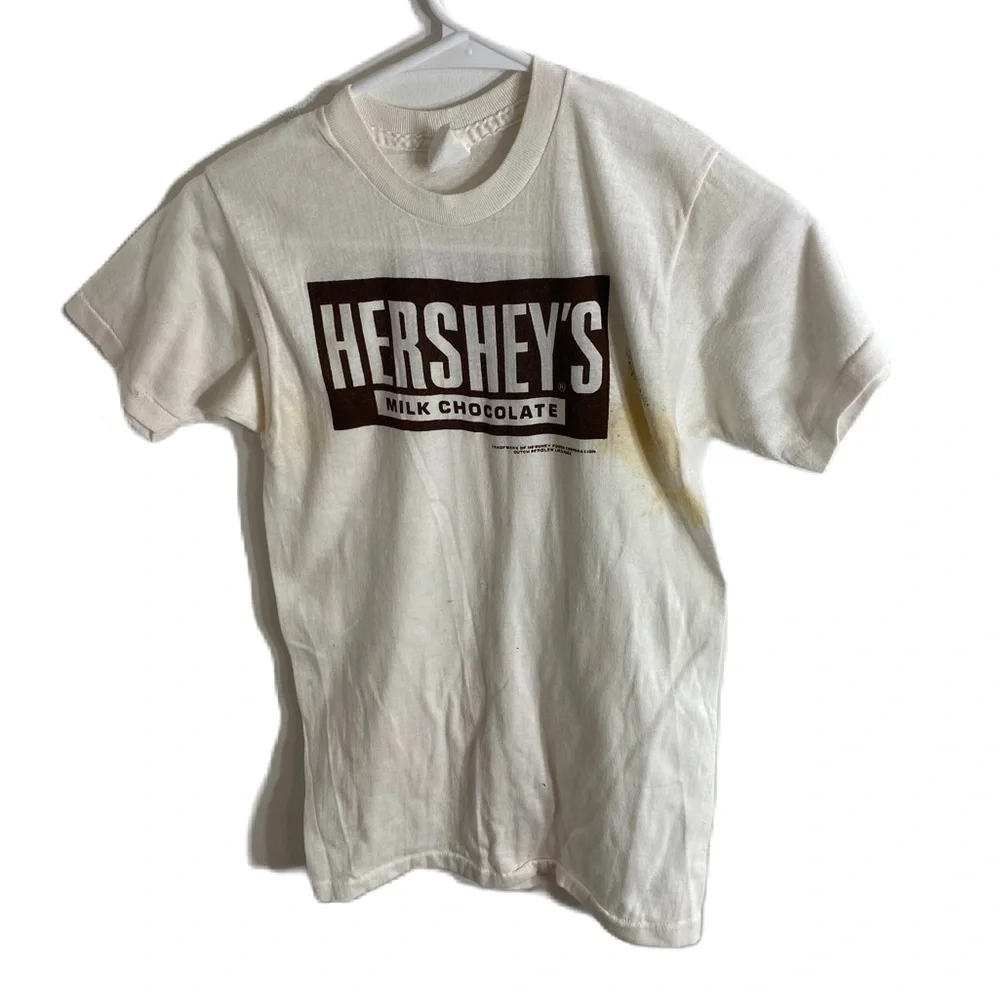 Vintage Hershey’s Milk Chocolate T-shirt Small Kids White Brown 1980s